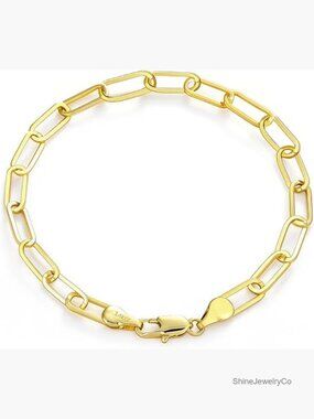 14K Gold Filled Paperclip Chain Bracelet 3-5mm Width 6.5-8 inch